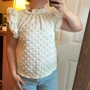 THML Ruffle Sleeve Top White